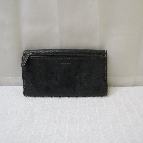 Fossil Leather Wallet Women Black Credit Card ID Slots Checkbook Holder Vintage - Picture 2 of 12